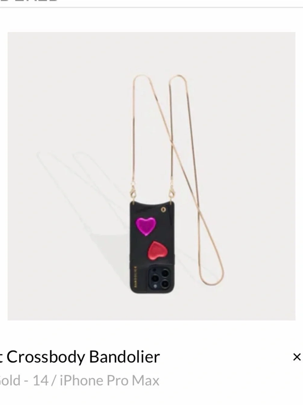 Bandolier Gia side slot Crossbody Iphone pro max 14 Phone Case with Gold Chain